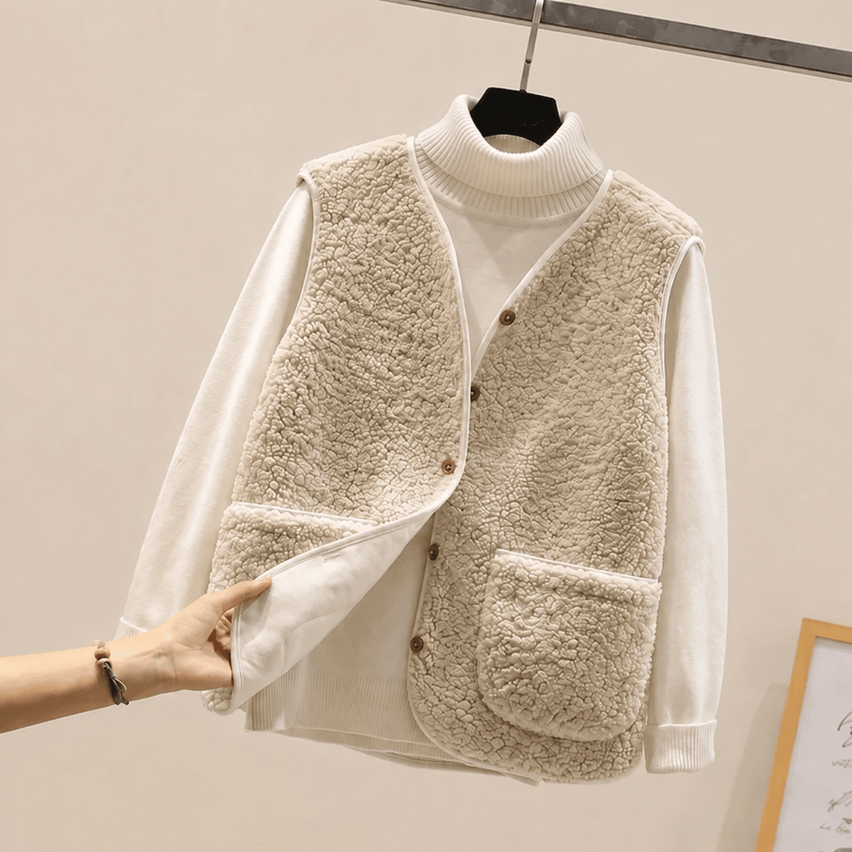 Charlotte - Women's Cropped Collarless Teddy Vest
