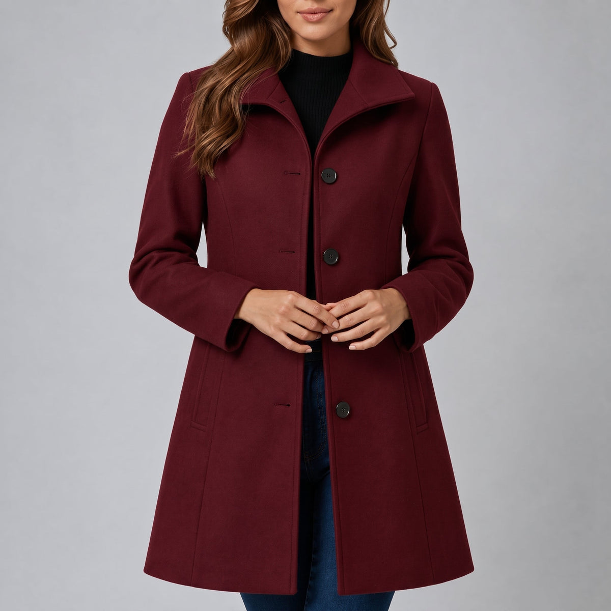 Charlotte - Women's Tailored Single-Breasted Coat with Notch Collar