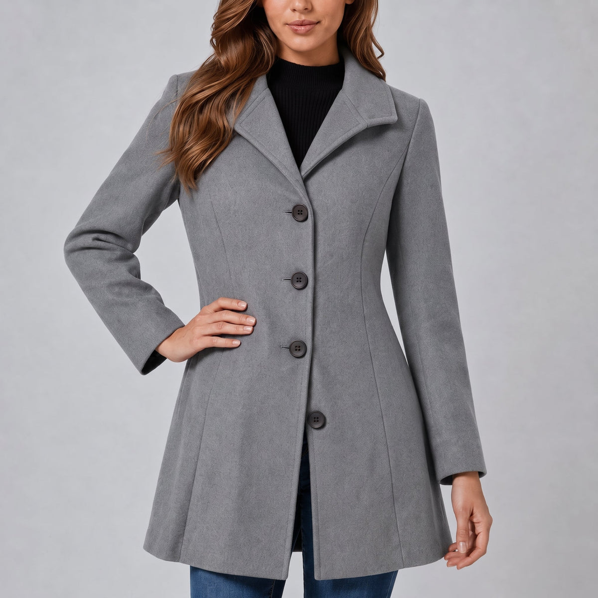 Charlotte - Women's Tailored Single-Breasted Coat with Notch Collar