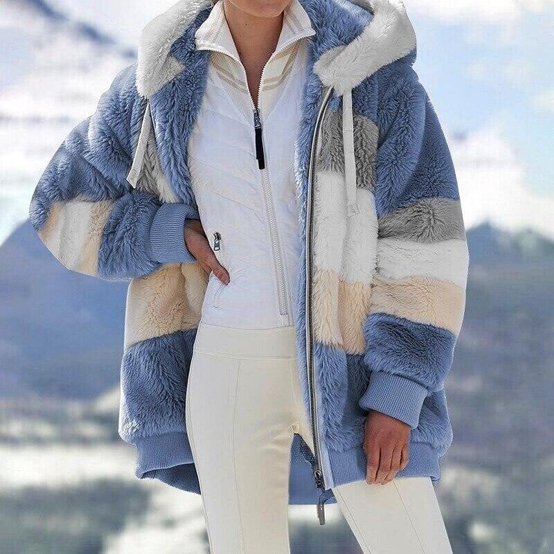 Christa - Women's Oversized Hooded Jacket with Color Block Design