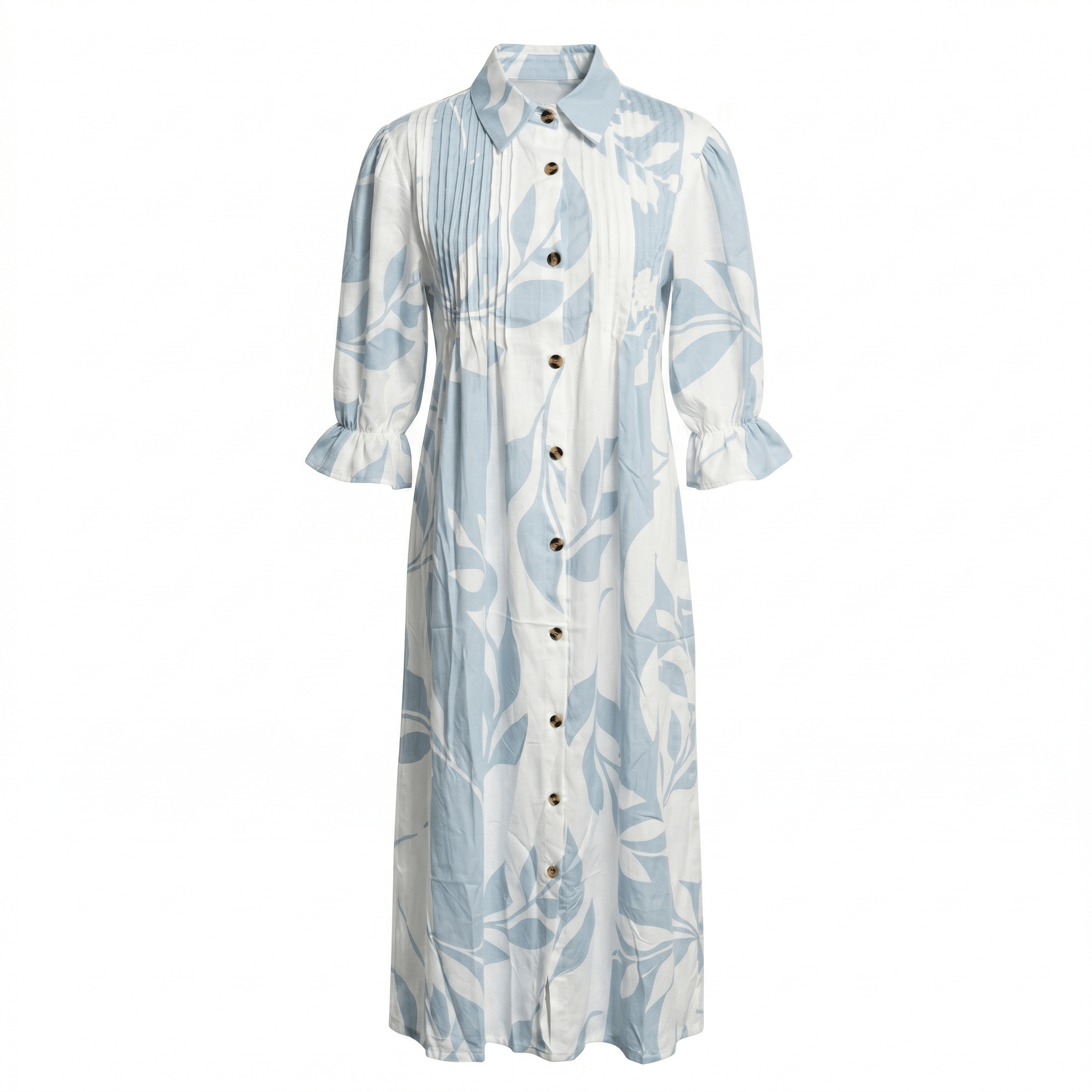 Clara - Women's Summer Pleated Button-Up Maxi Dress