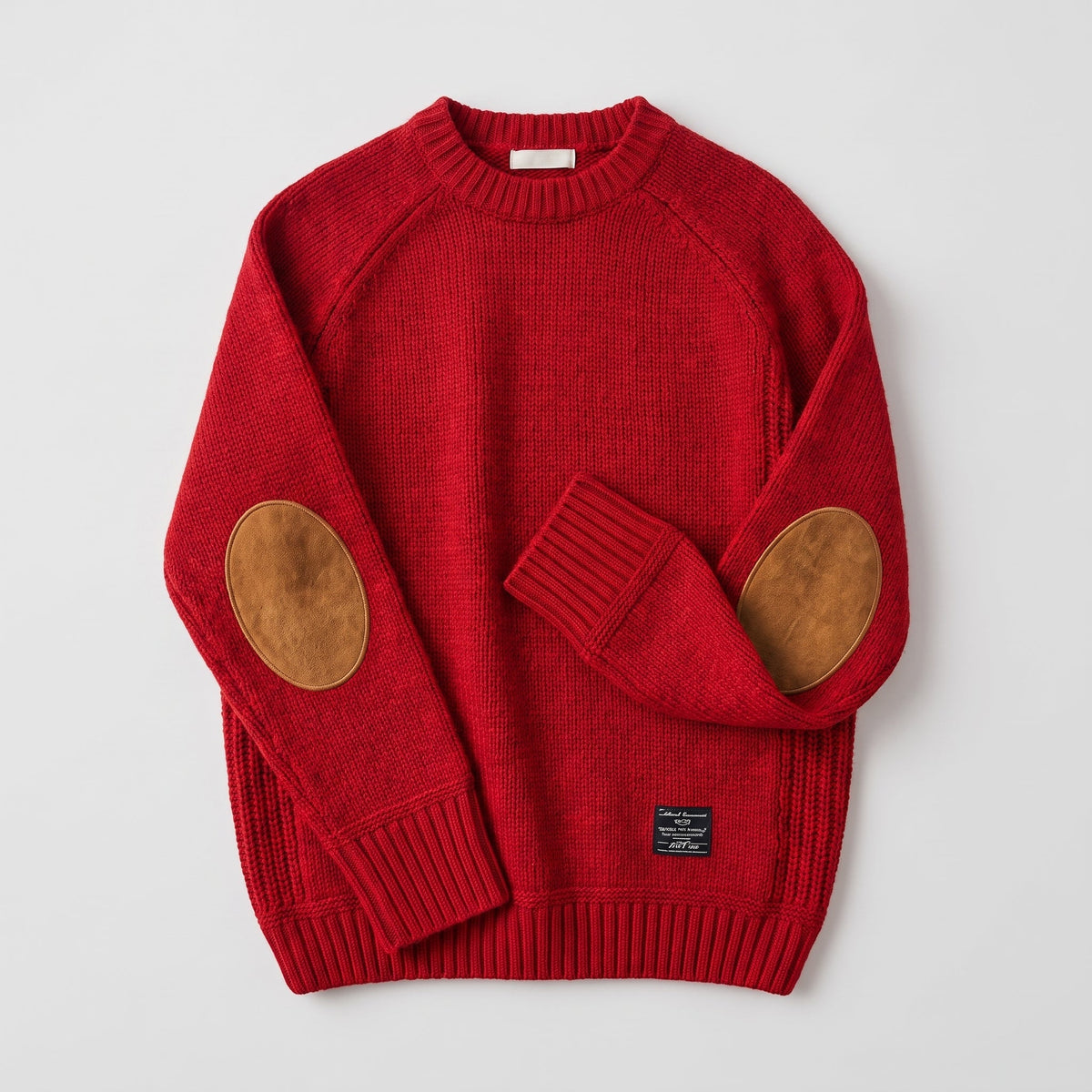 James - Men's Crew Neck Sweater with Elbow Patches
