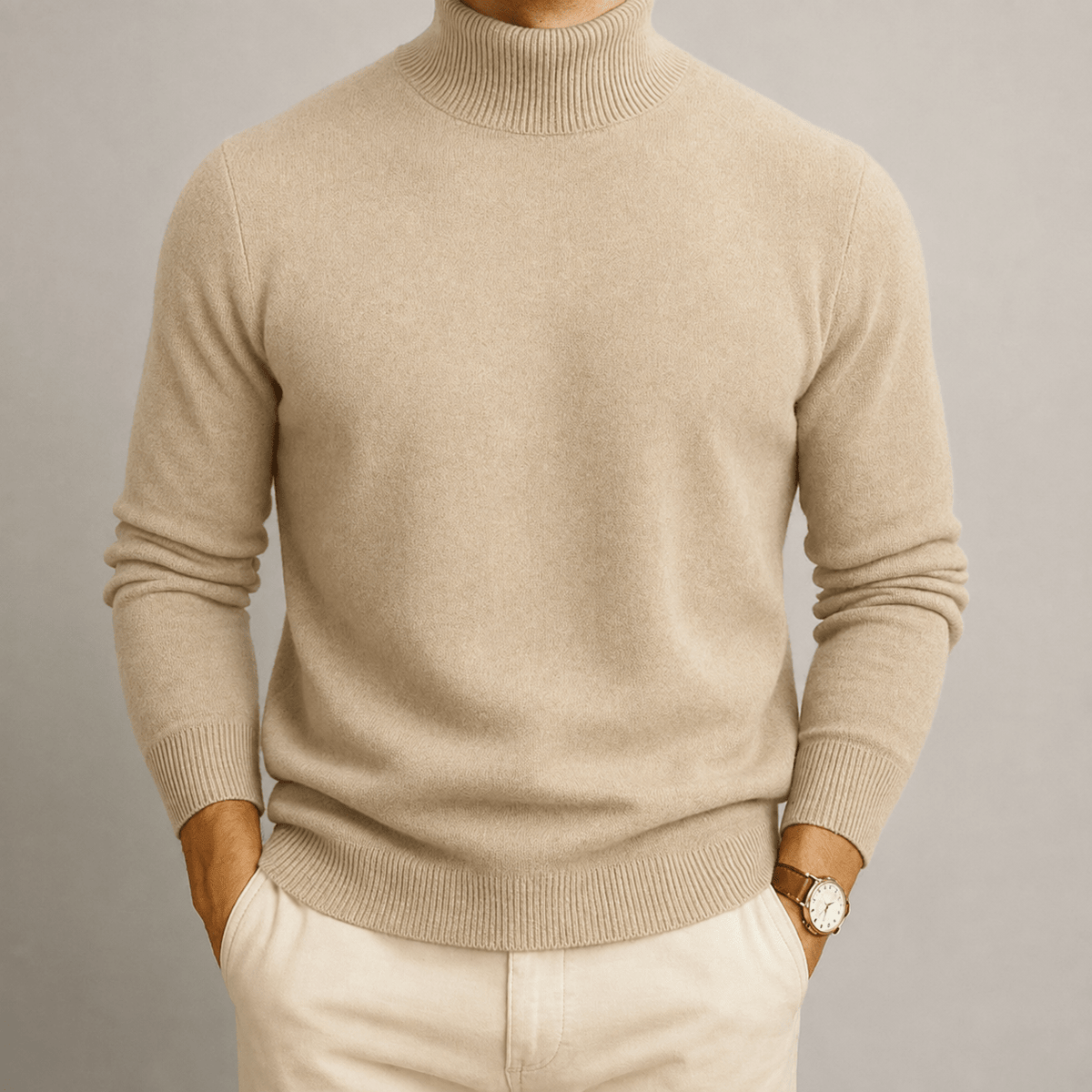 James - Men's Turtleneck Sweater with Ribbed Cuffs