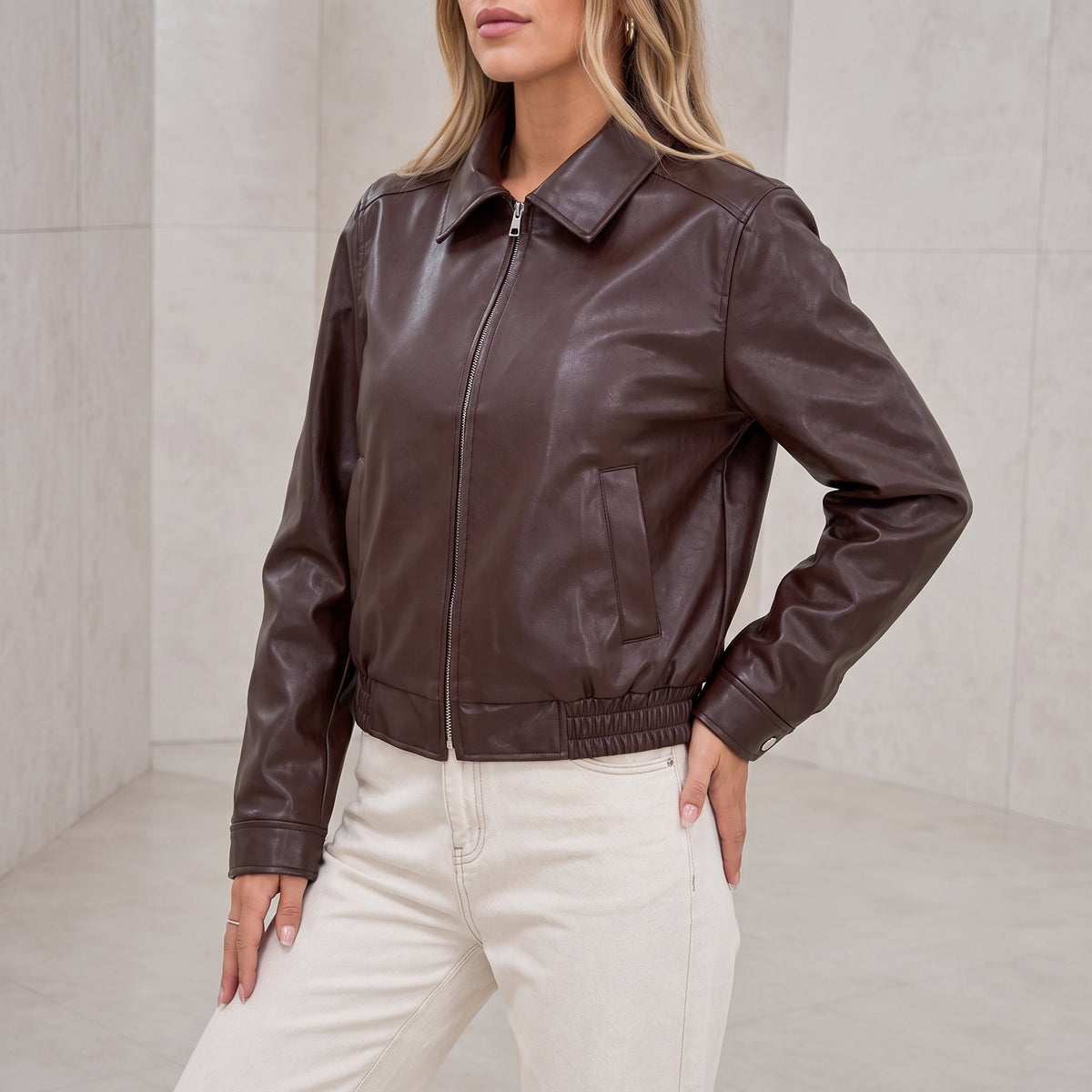 Liesel - Women's Zip-Through Collared Bomber Jacket