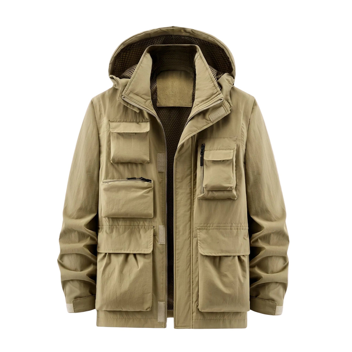 Marcus - Men's Multi-Pocket Hooded Utility Jacket with Zip Closure