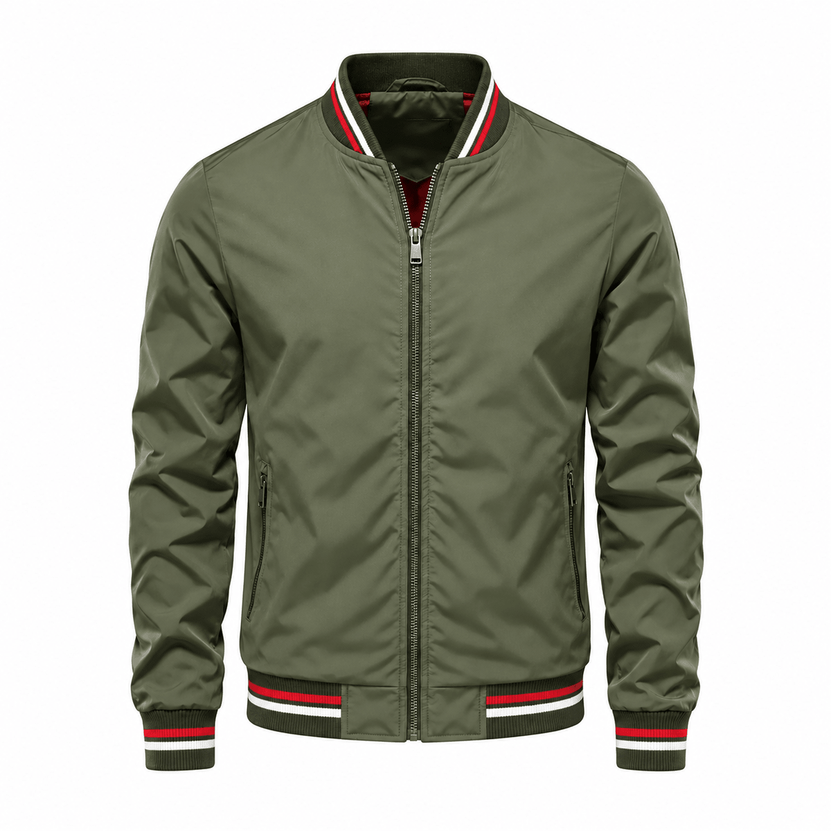 Marcus - Men's Stand Collar Zip-Up Bomber Jacket with Contrast Lining