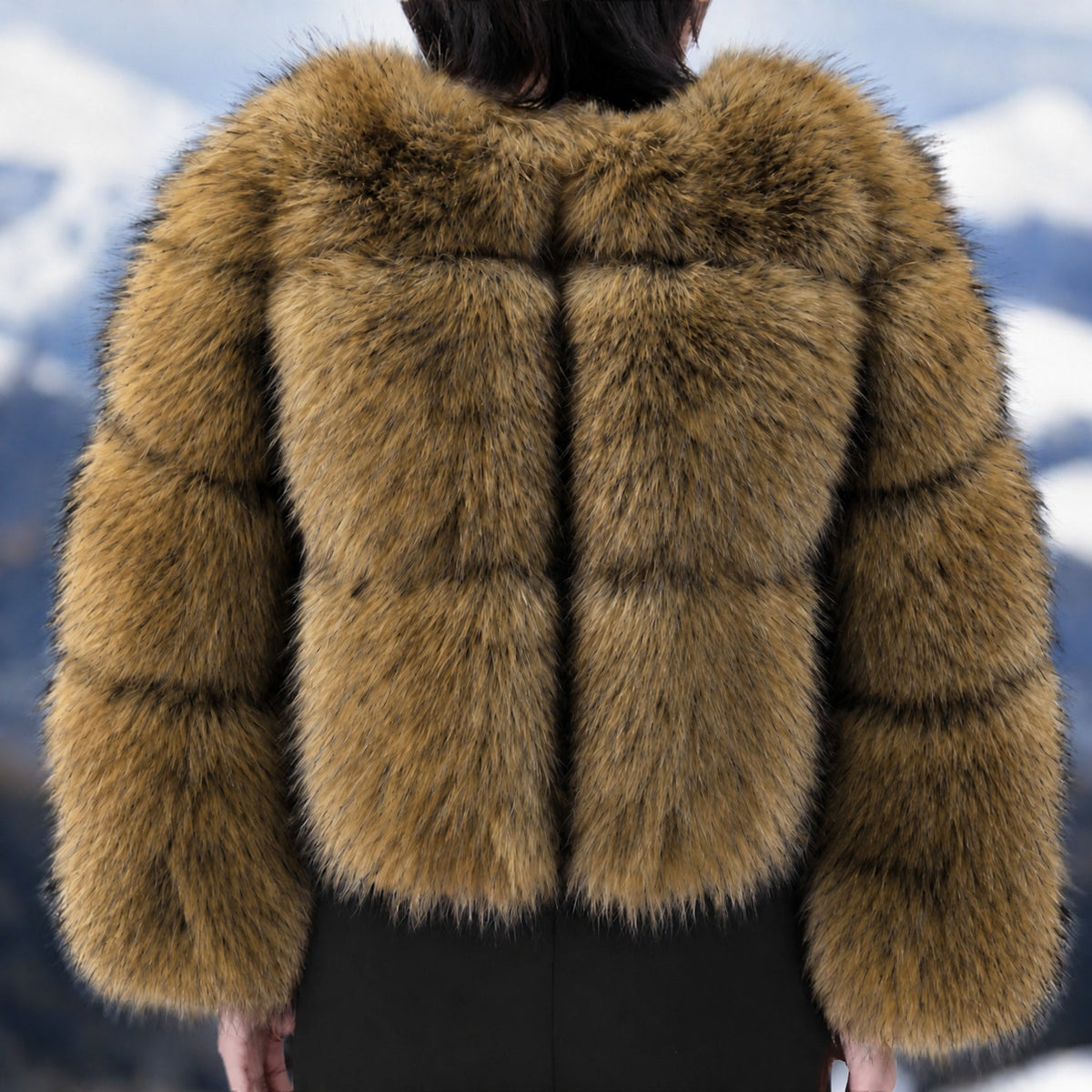 Melyssa - Women's Cropped Faux Fur Textured Jacket
