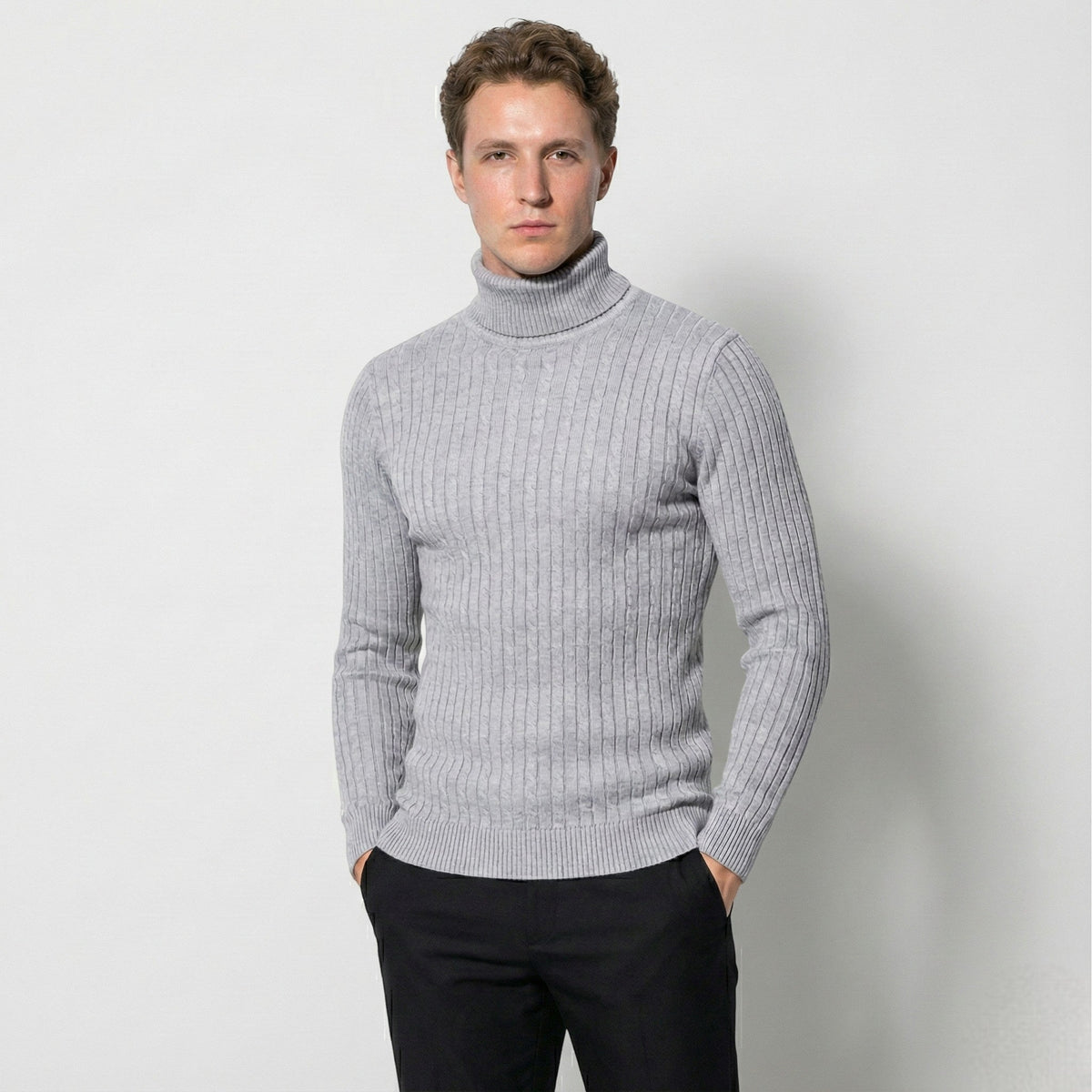 Henrik - Men's Cable Knit Turtleneck Sweater