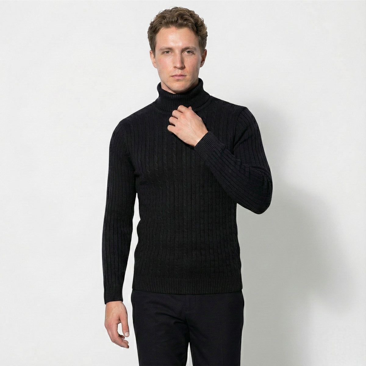 Henrik - Men's Cable Knit Turtleneck Sweater