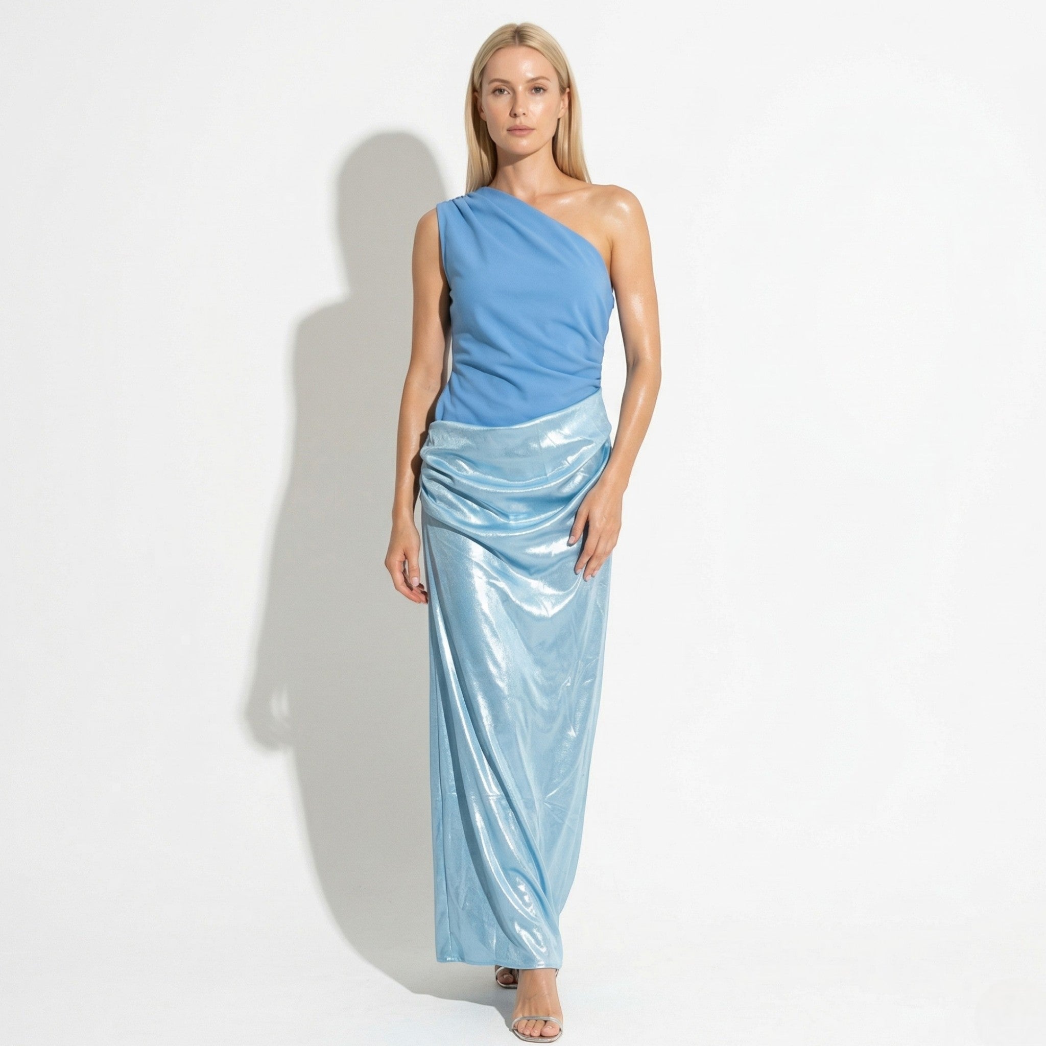 Naomi - Women's Elegant Evening One Shoulder Ruched Maxi Dress