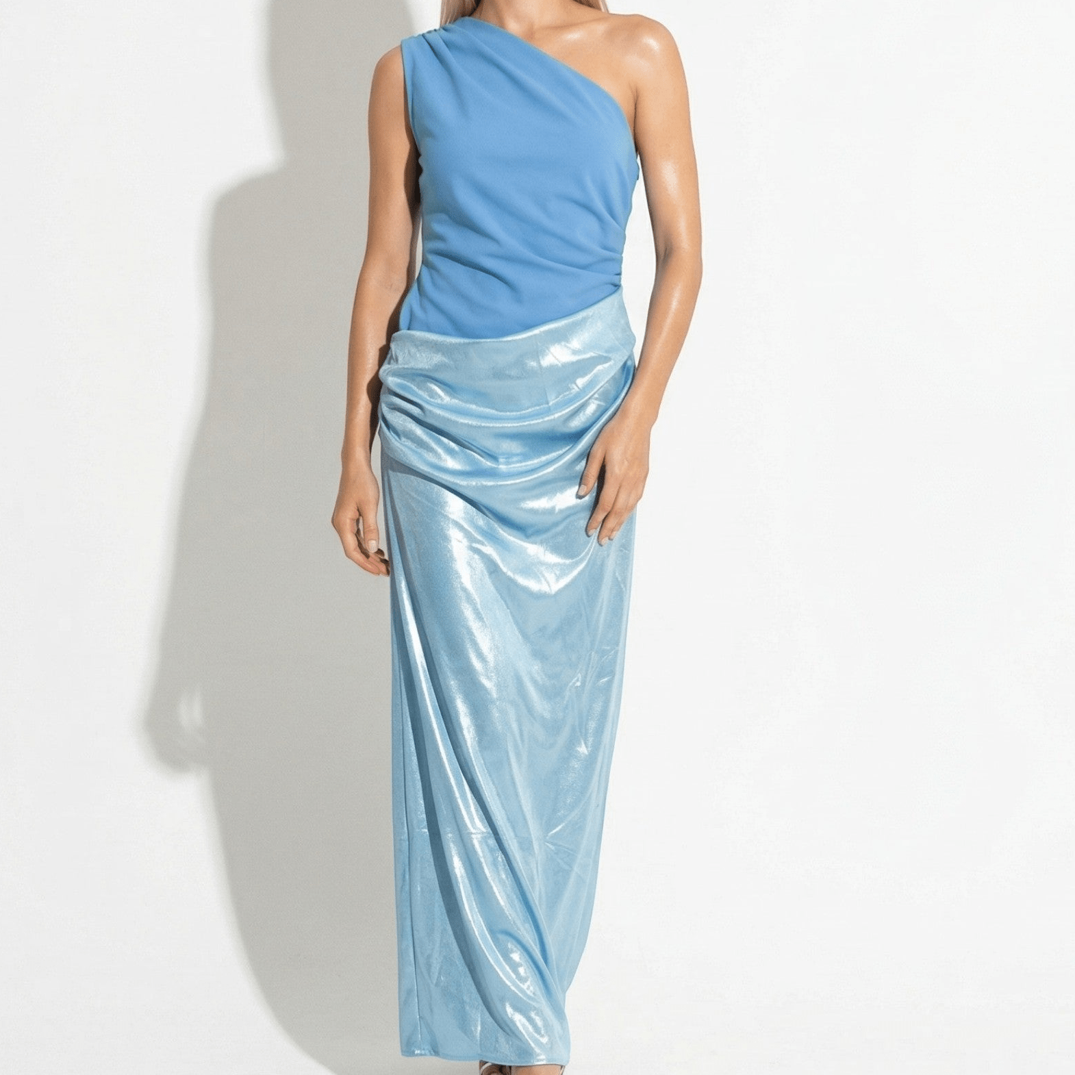 Naomi - Women's Elegant Evening One Shoulder Ruched Maxi Dress
