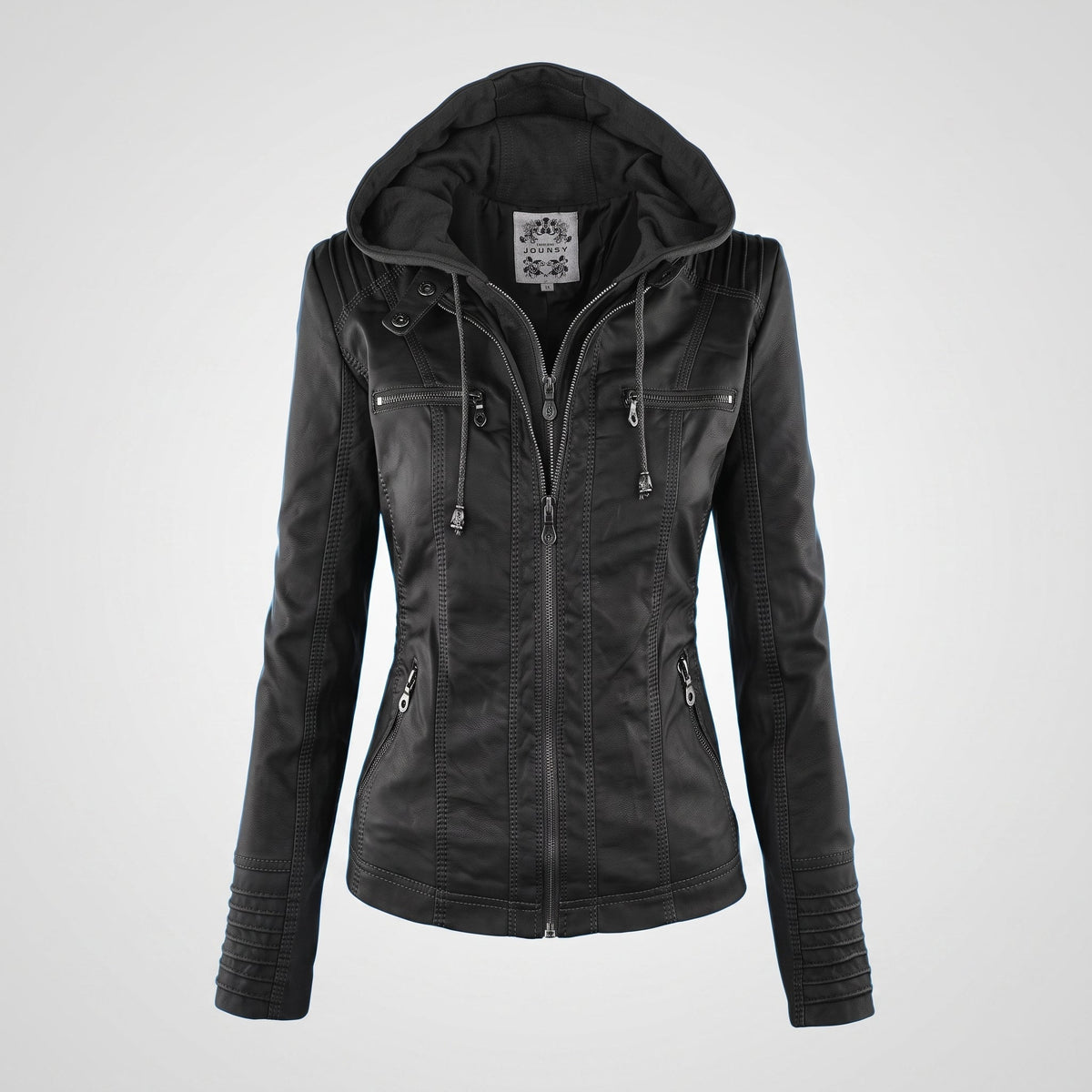 Olivia - Women's Drawstring Hood Full Zip Multi-Pocket Jacket