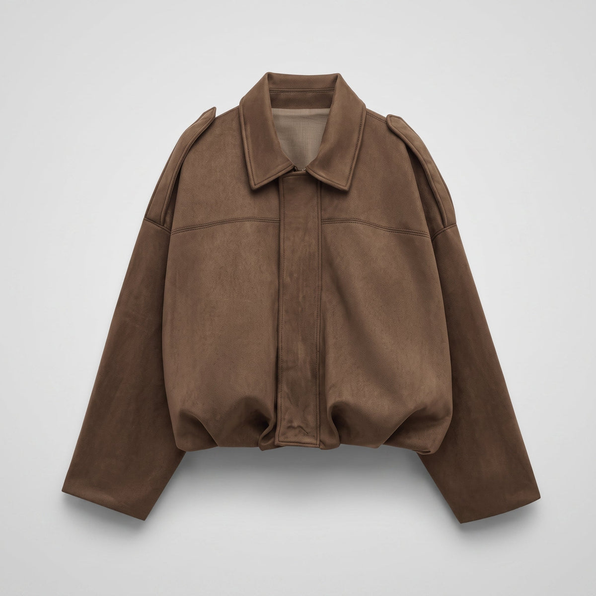 Olivia - Women's Vintage Dropped Shoulder Suede Bomber Jacket