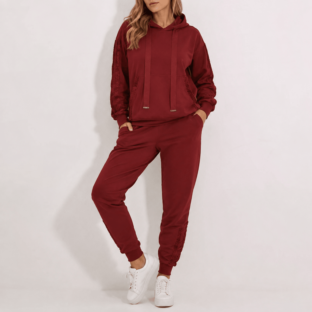 Phoebe - Women's Contrast Side Stripe Hoodie and Jogger Co-ord