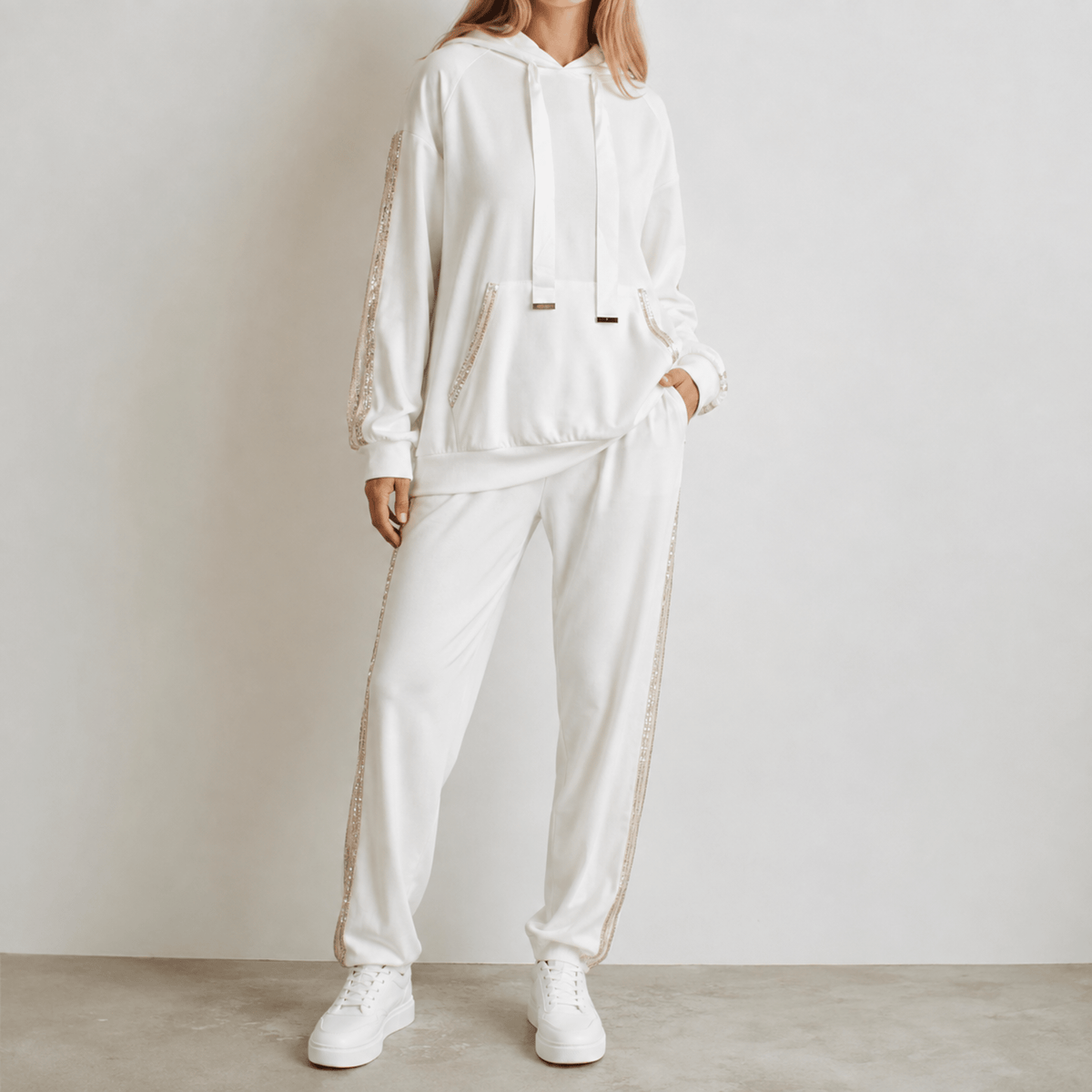 Phoebe - Women's Contrast Side Stripe Hoodie and Jogger Co-ord