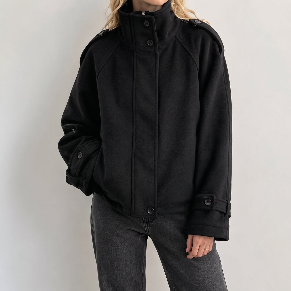 Sophie - Women's Mock Neck Oversized Stand Collar Coat