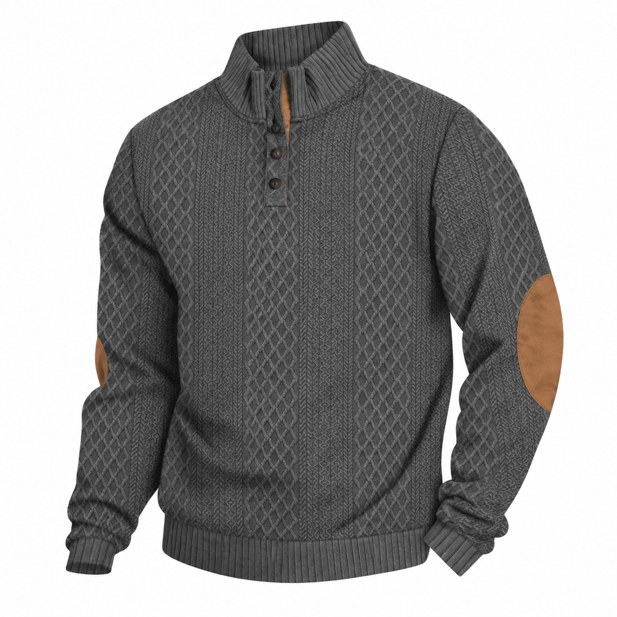 Thomas - Men's Cable Knit Quarter-Zip Sweater with Button Placket