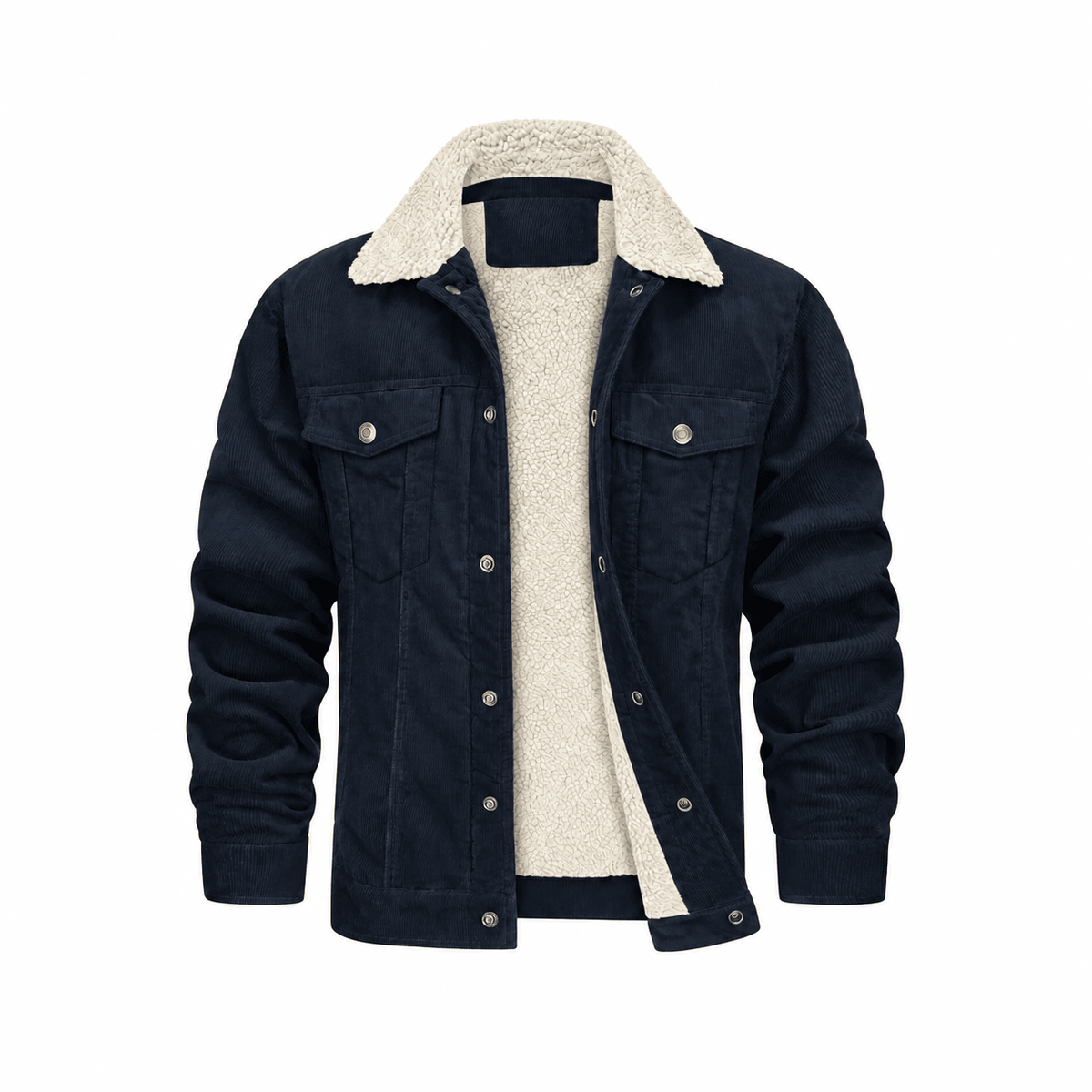 Tom - Men's Corduroy Trucker Jacket with Cozy Collar and Chest Pockets