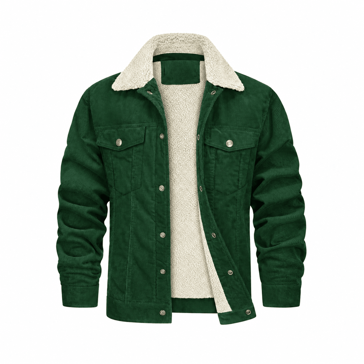 Tom - Men's Corduroy Trucker Jacket with Cozy Collar and Chest Pockets