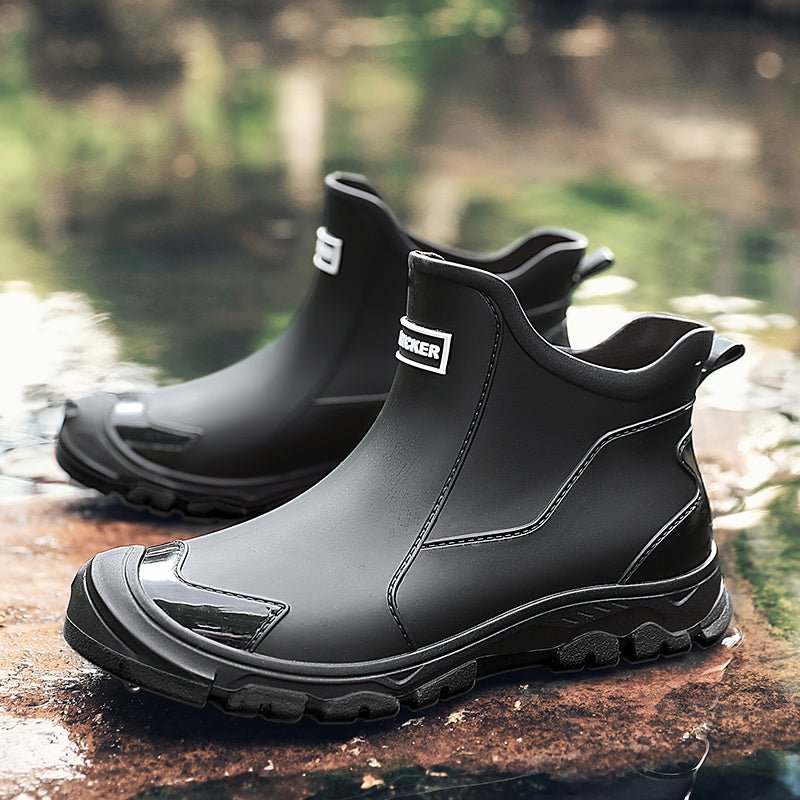 Tom - Men's Waterproof Slip-On Ankle Rain Boots with Non-Slip Sole