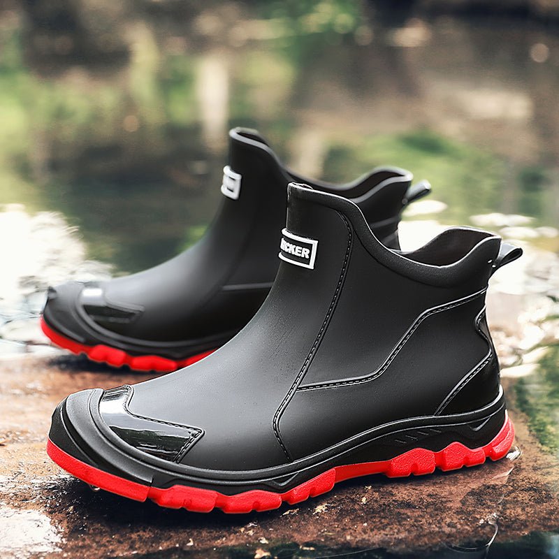 Tom - Men's Waterproof Slip-On Ankle Rain Boots with Non-Slip Sole